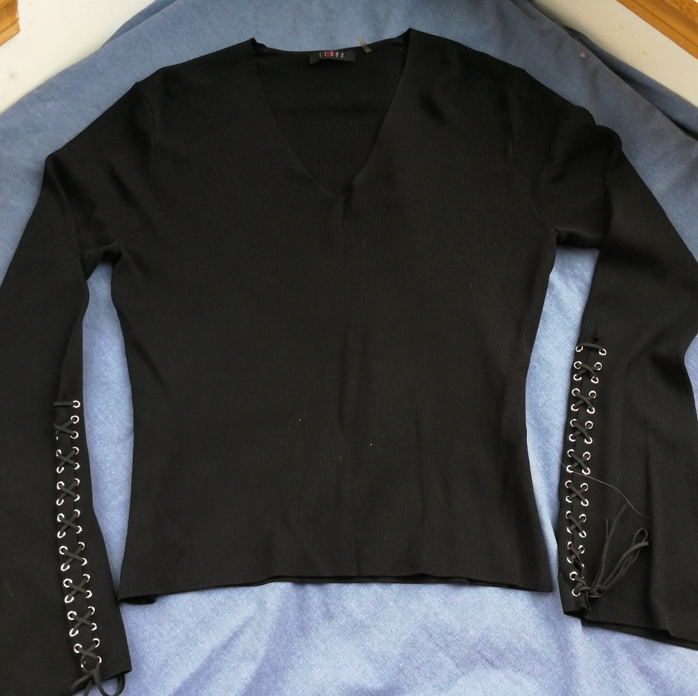 Cyrus black top with lace up sleeves